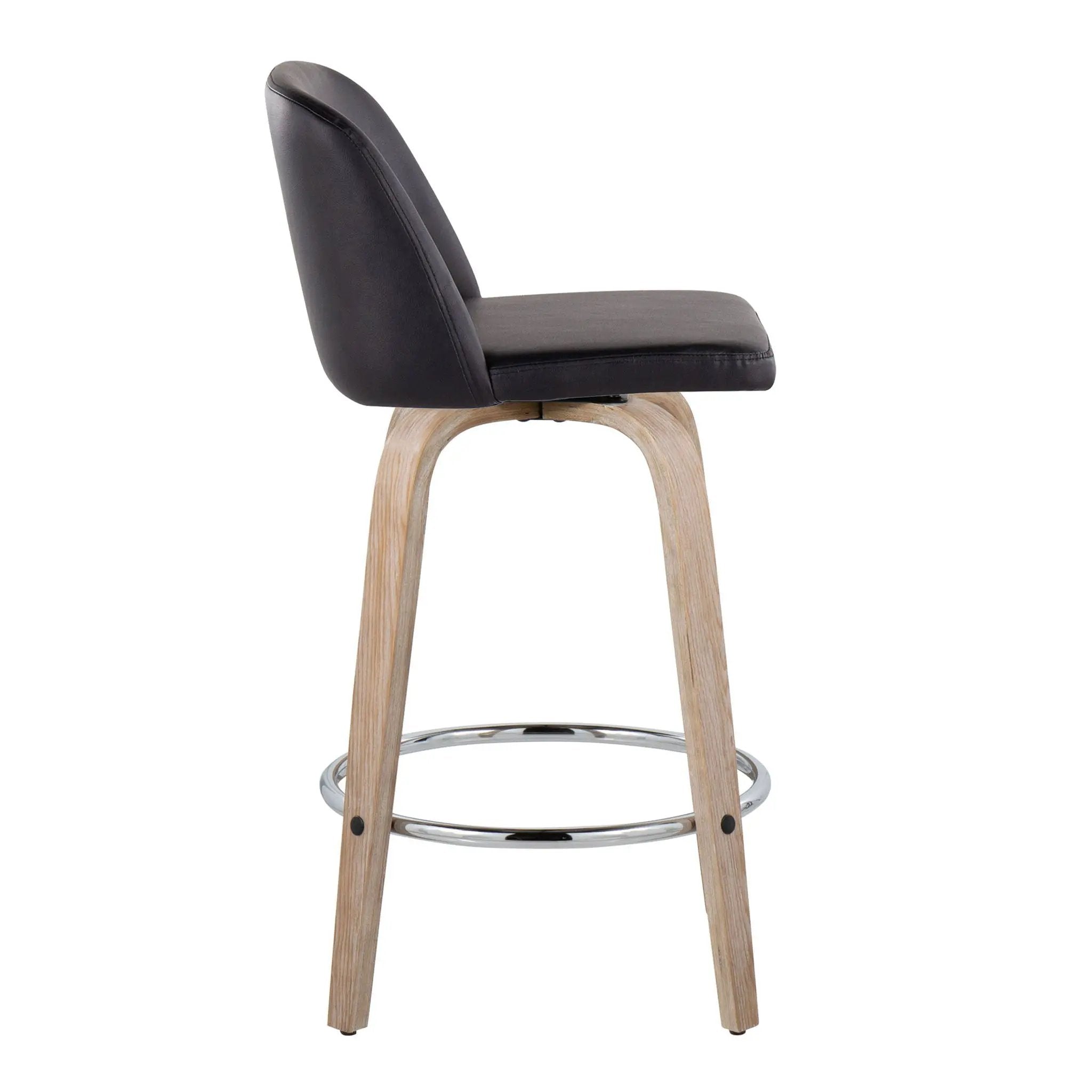 Toriano - Modern Design Fixed Height Counter Stool With Swivel With Round Footrest (Set of 2) by Unique Piece Furniture