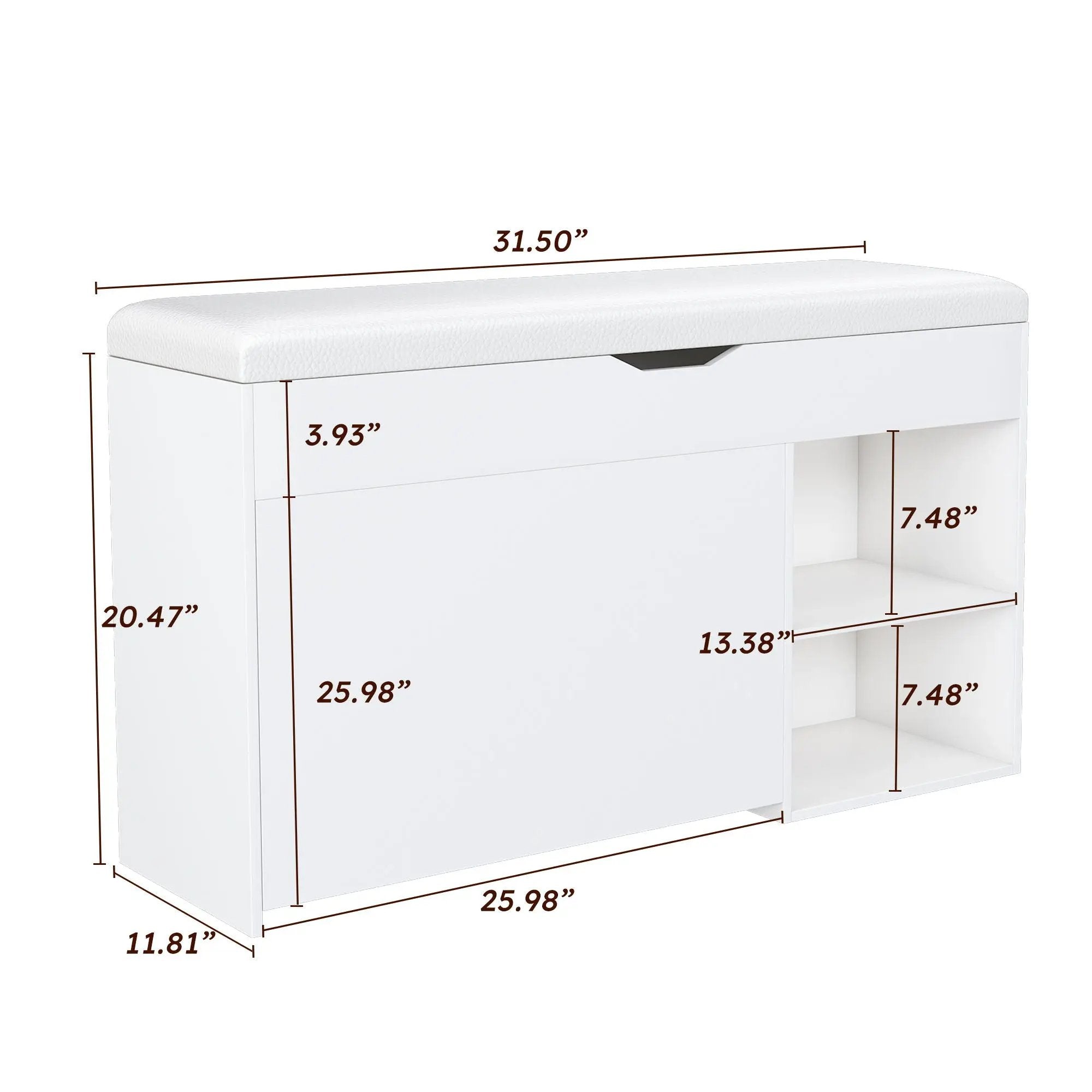 Modern Design Entryway Bench With Adjustable 3 Tier Flip-Up Drawers And Hidden Cabinet - White by HouseOfZazla