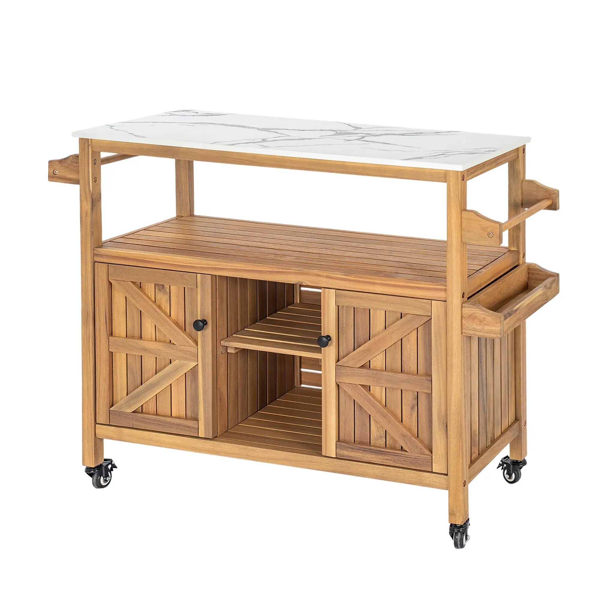 Outdoor Patio Acacia Wood Bar Cart by HouseOfZazla