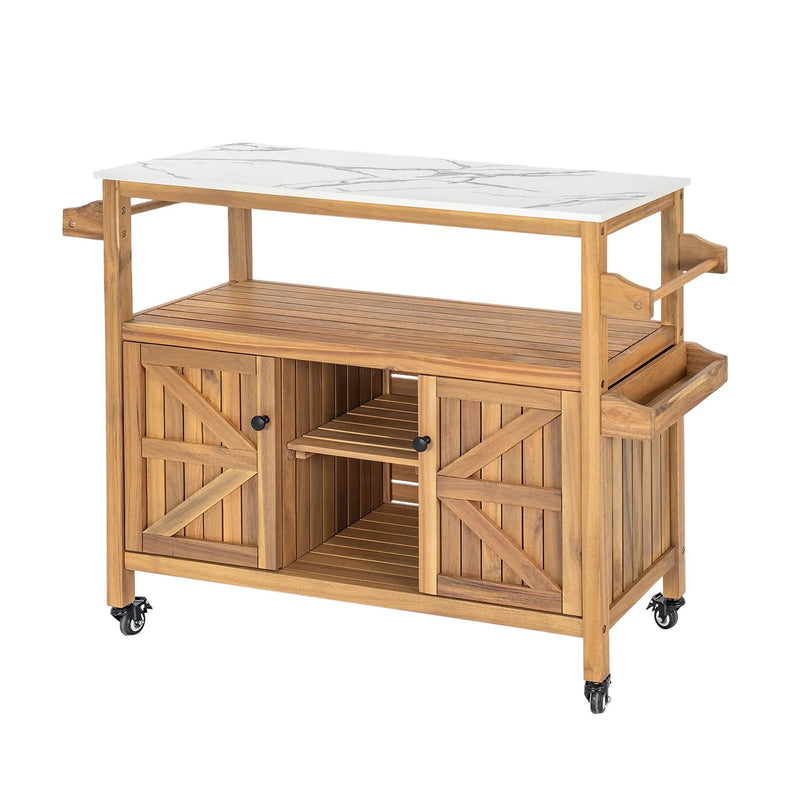 Outdoor Patio Acacia Wood Bar Cart by HouseOfZazla