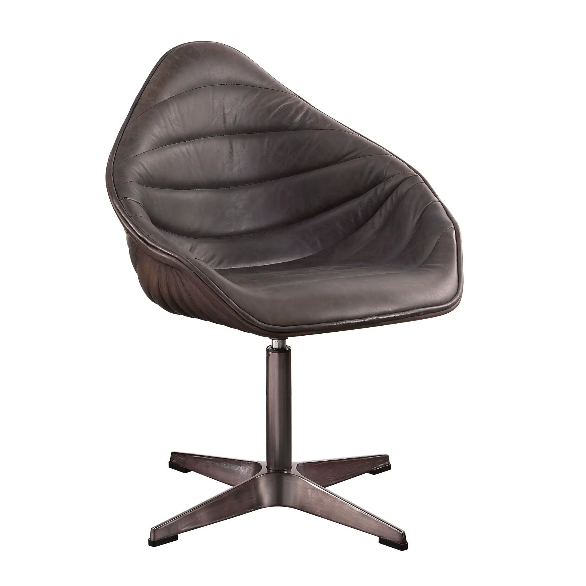 Pipino - Top Grain Leather Accent Chair With Swivel - Antique Ebony by Unique Piece Furniture