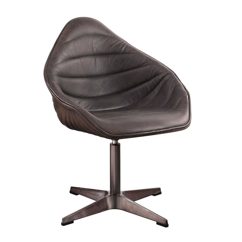 Pipino - Top Grain Leather Accent Chair With Swivel - Antique Ebony by Unique Piece Furniture