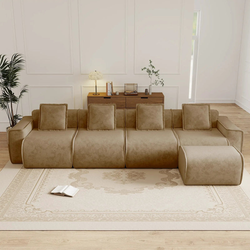 Streamlined Design Modular 4 Seat L Shape Sectional Sofa by HouseOfZazla