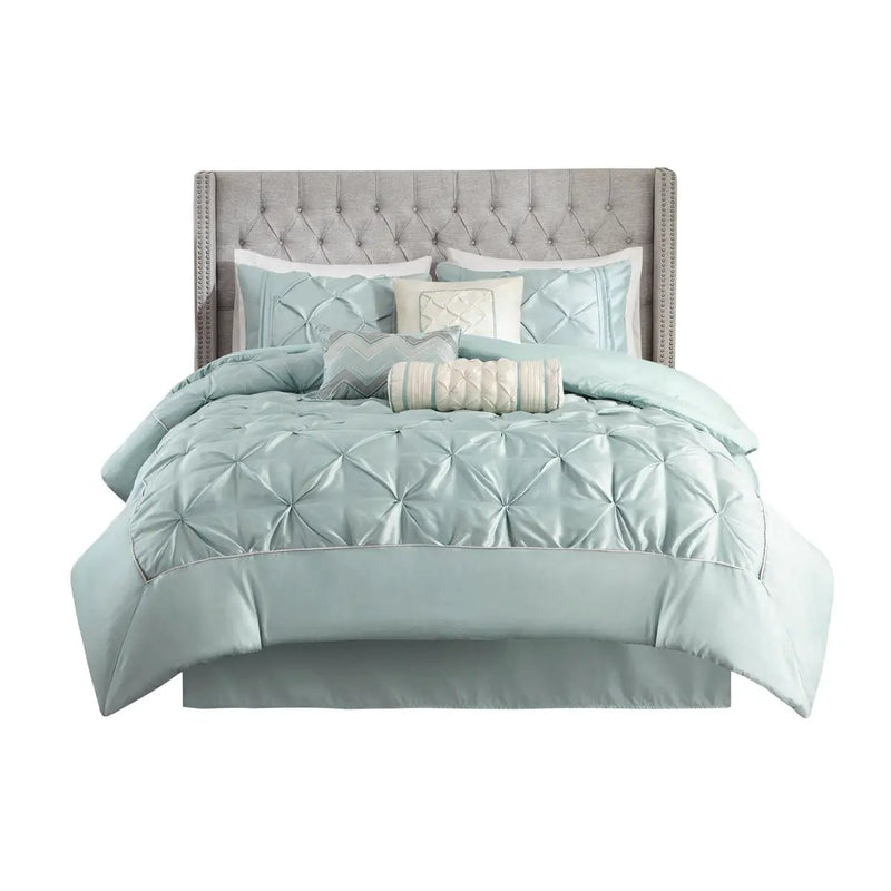 7 Piece Tufted Comforter Set Seafoam King by HouseOfZazla