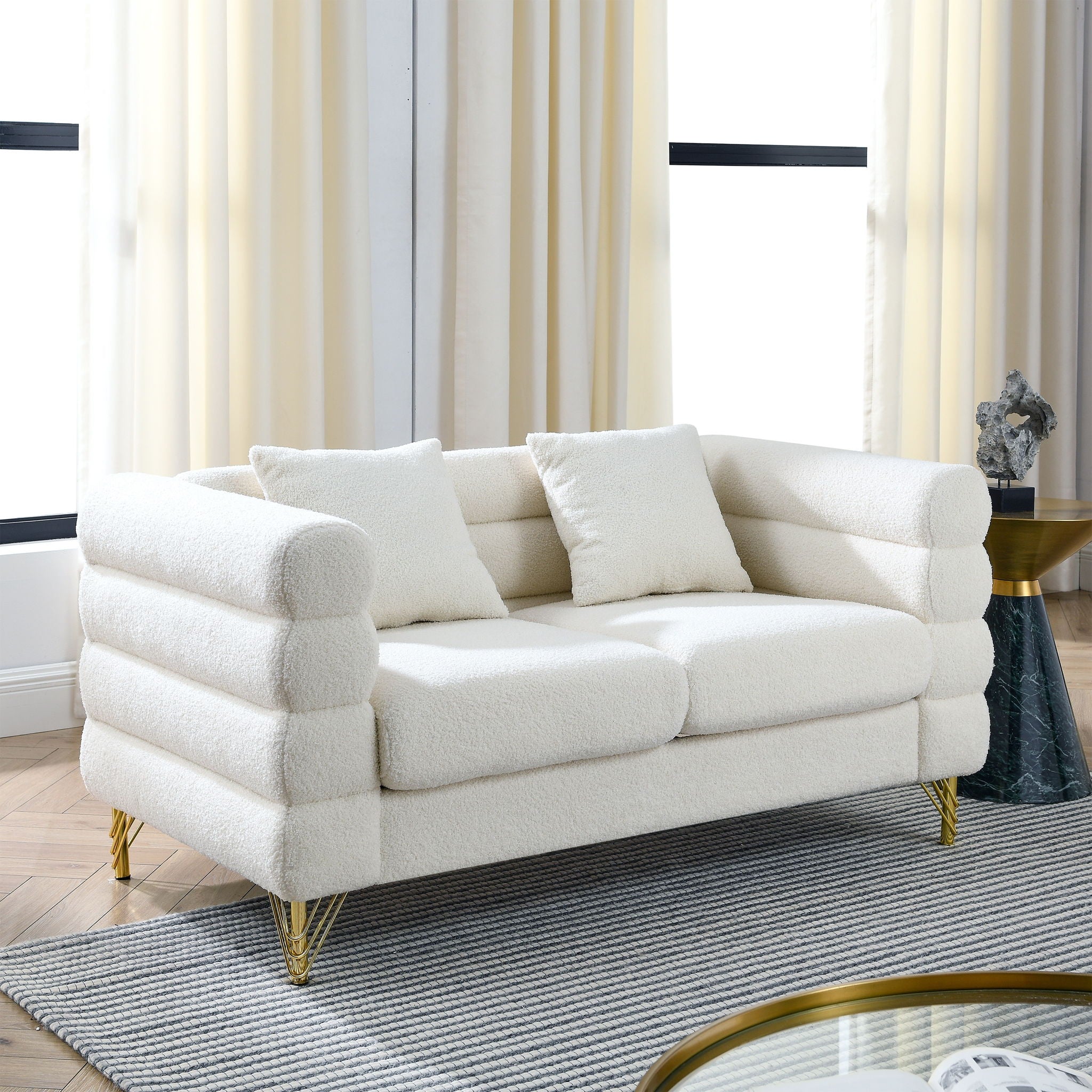 Oversized 2 Seater Sectional Sofa With Deep Seating And 2 Pillows by HouseOfZazla