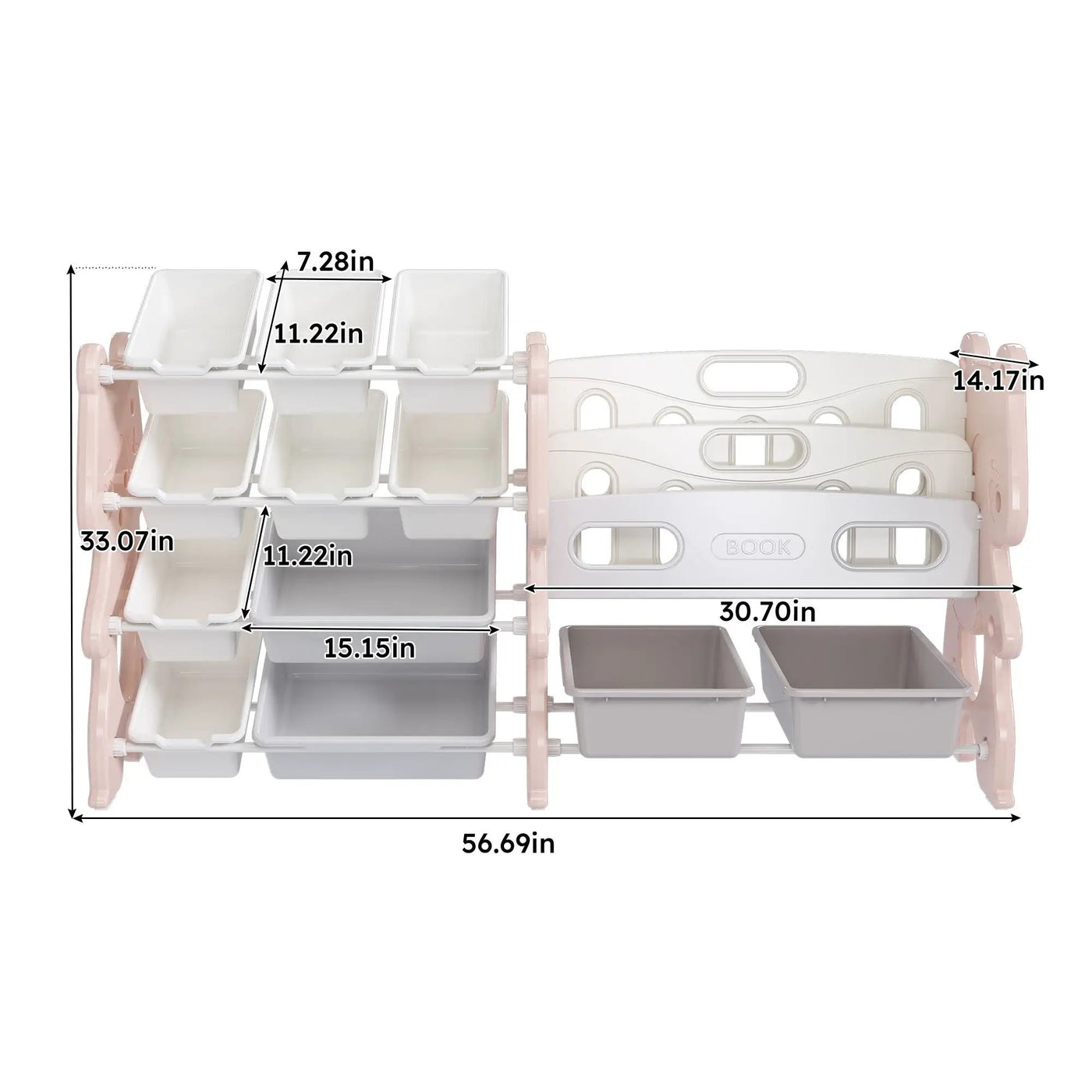 Kids Toy Storage Organizer With 2 Tier Bookshelf, Toy Storage With 12 Bins by HouseOfZazla