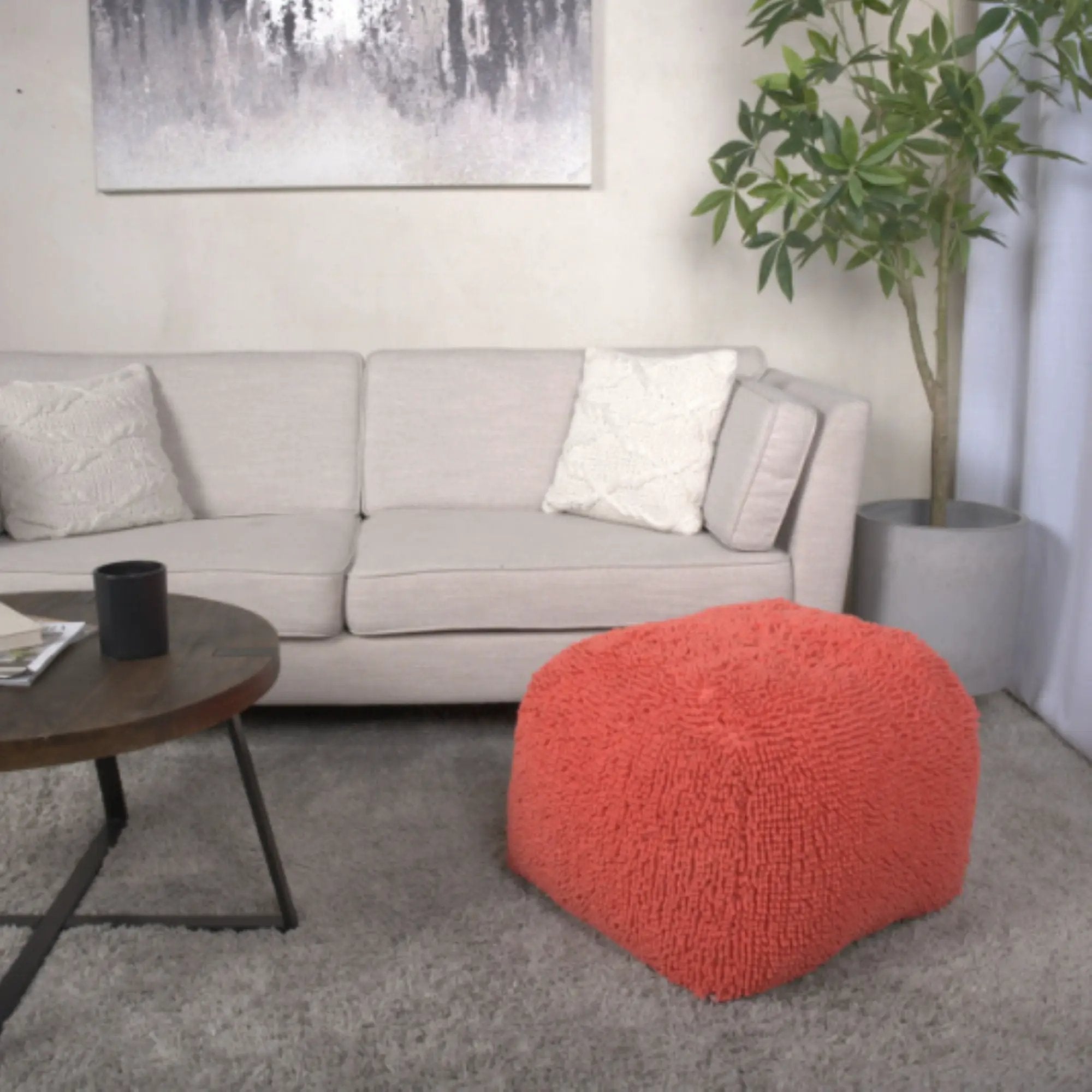 Spongy Square Pouf Soft Seating by Unique Piece Furniture