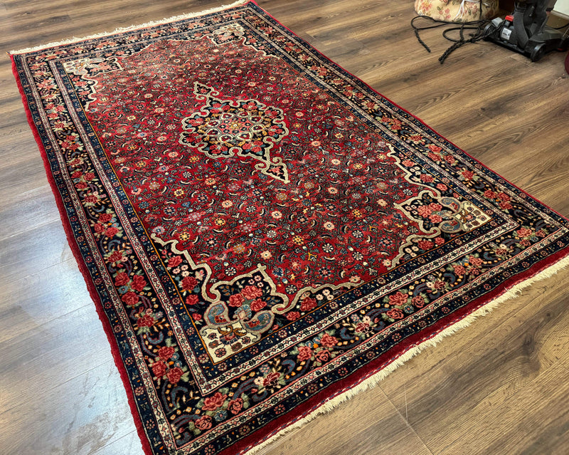 Antique Persian Rug 5x7, Red, Fine 260 KPSI, Bidjar Carpet by Jewel Rugs