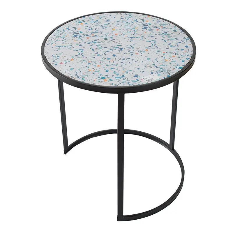 Round End Table, Stacking Side Tables With Sturdy Metal Frame For Small Space, Living Room, Office (Set of 2) - Black by HouseOfZazla