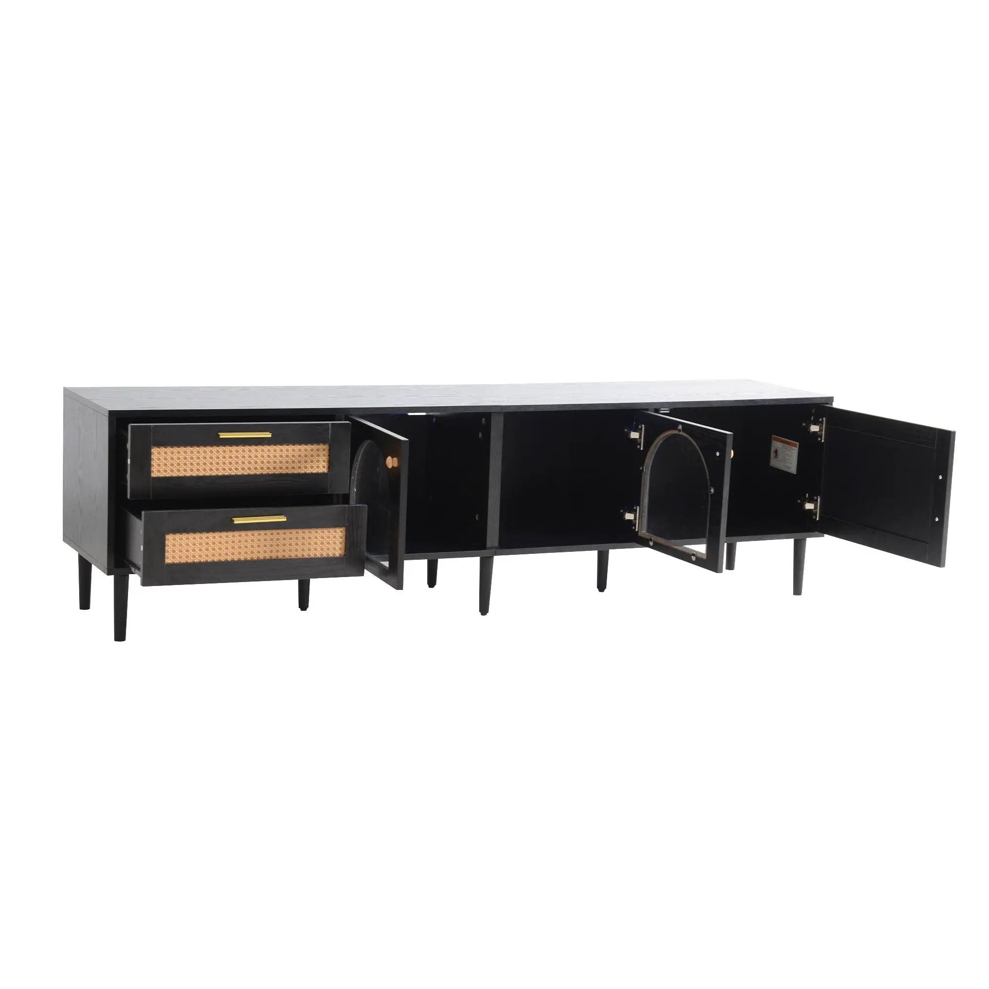TV Stand With App-Controlled LED Lights, 2 Drawers & Door Storage by HouseOfZazla