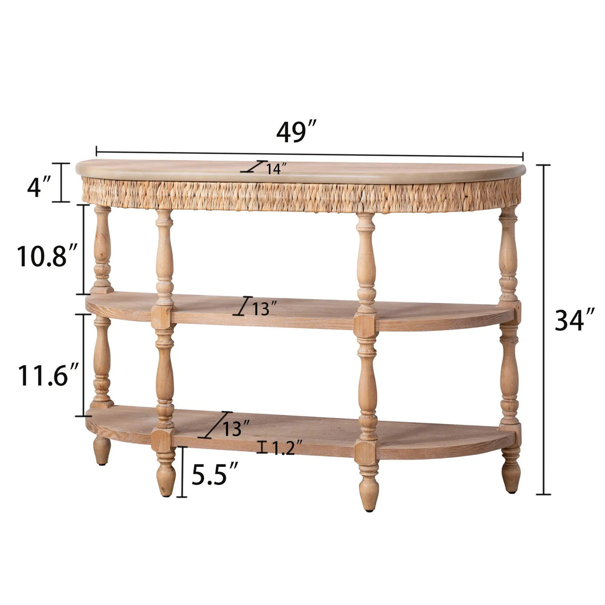 Handcrafted Wood Console Table with Hand-Woven Trim by HouseOfZazla