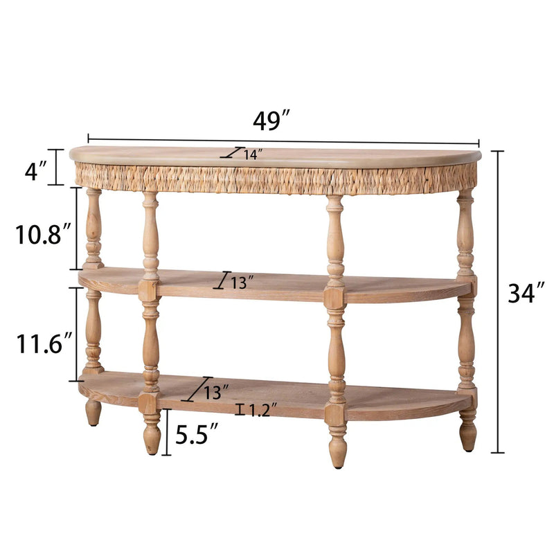 Handcrafted Wood Console Table with Hand-Woven Trim by HouseOfZazla