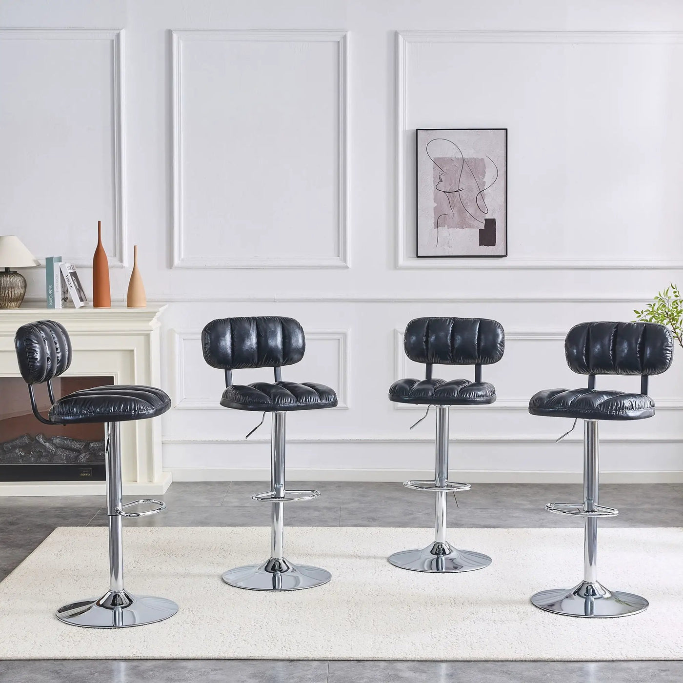 Adjustable Height Bar Stools With Footrest For Kitchen Island (Set of 2) by Unique Piece Furniture