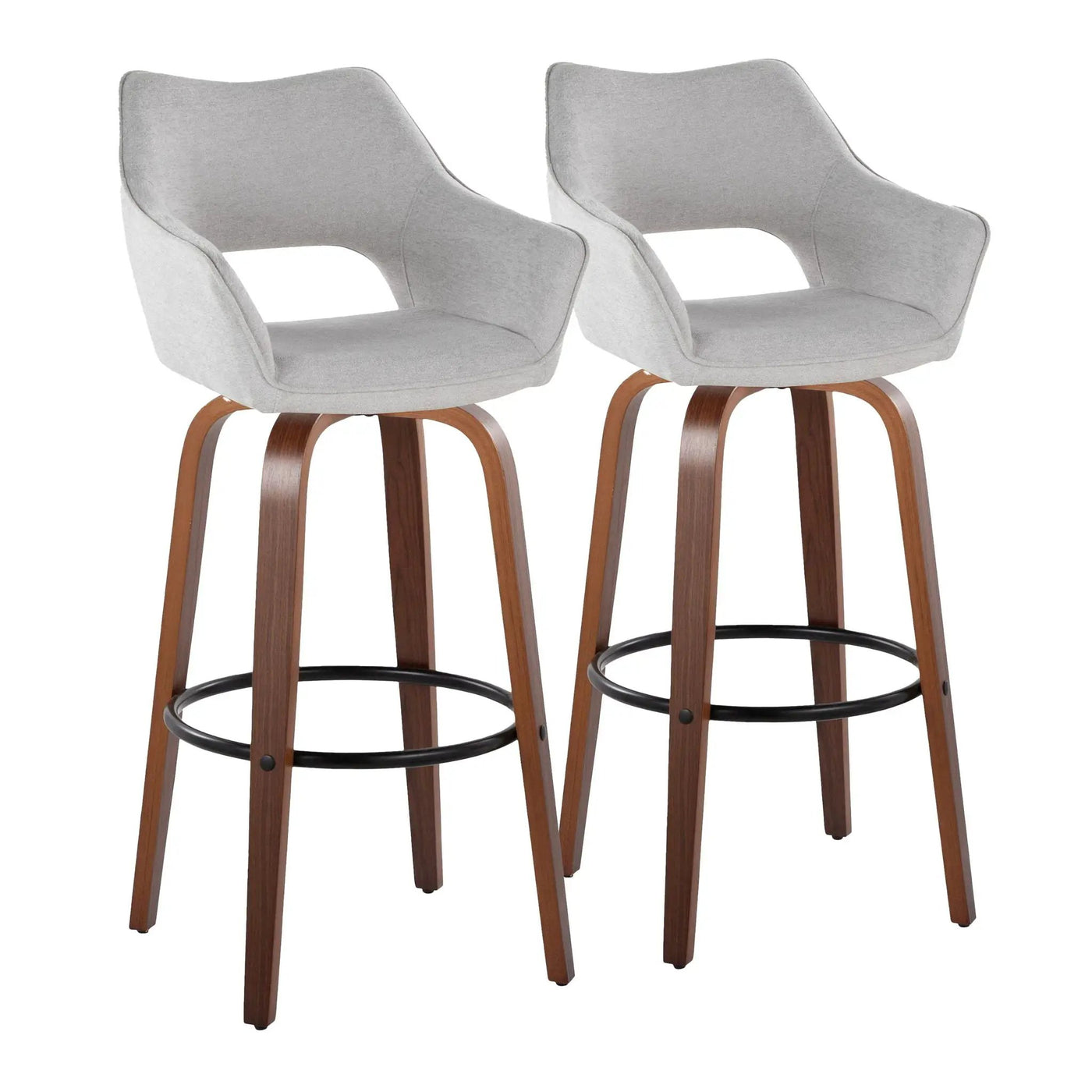 Mustang - Contemporary Fixed Height Barstool With Swivel & Round Footrest (Set of 2) by HouseOfZazla