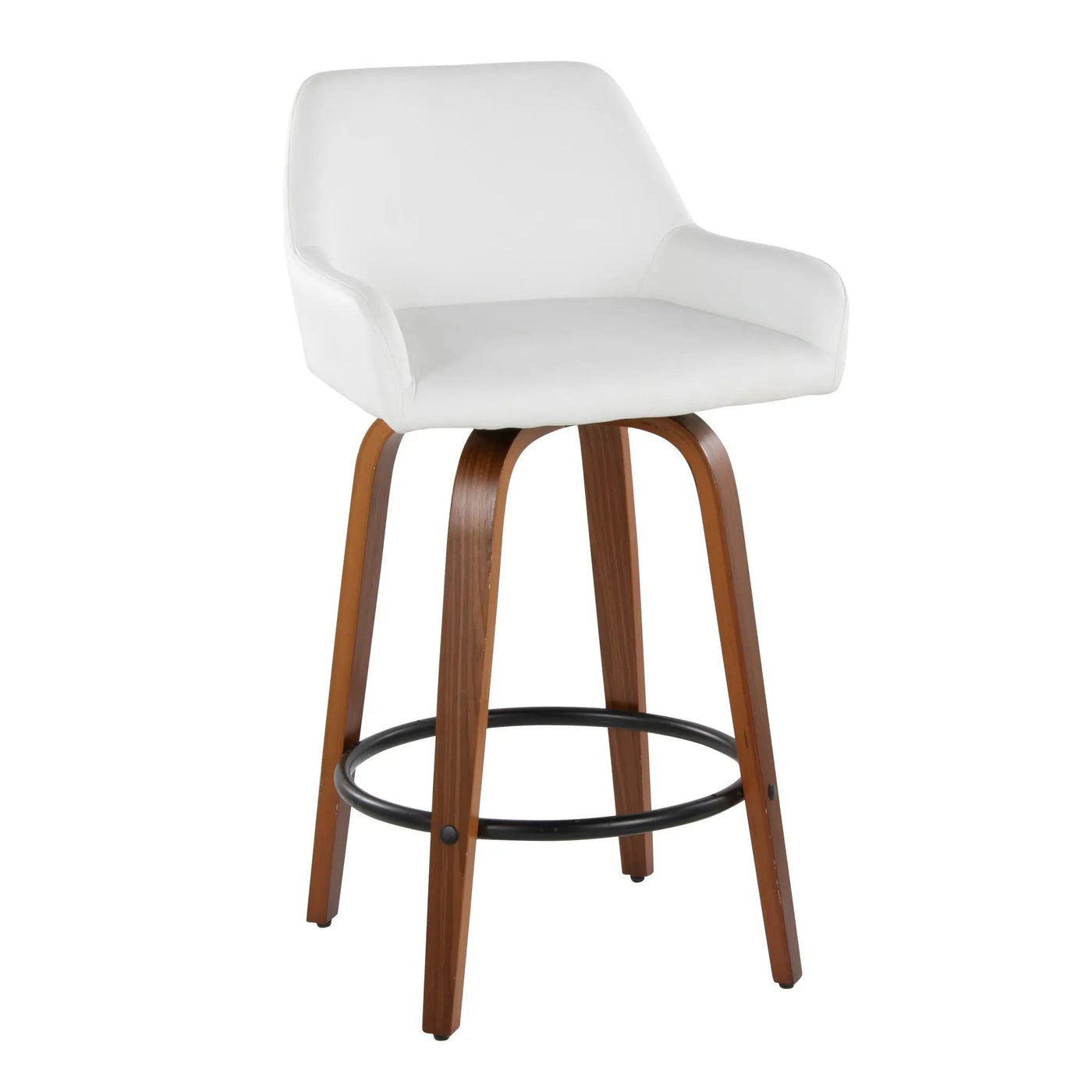 Daniella - Contemporary Fixed Height Counter Stool With Swivel With Round Footrest (Set of 2) by HouseOfZazla