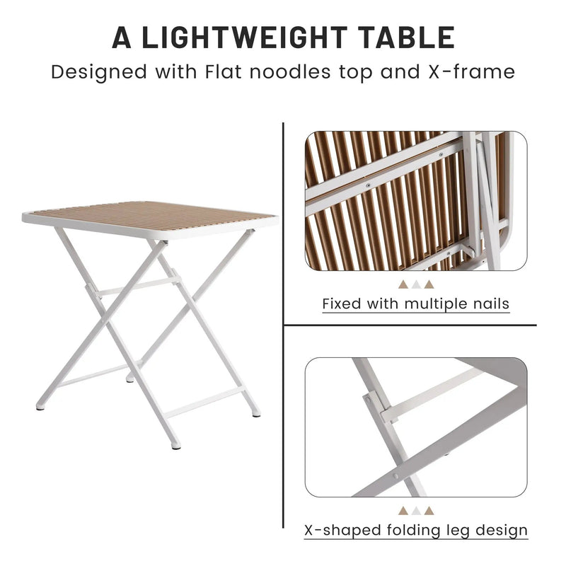 Modern Folding Square Table, Water Proof And Wear Resistant - Apricot / White by HouseOfZazla