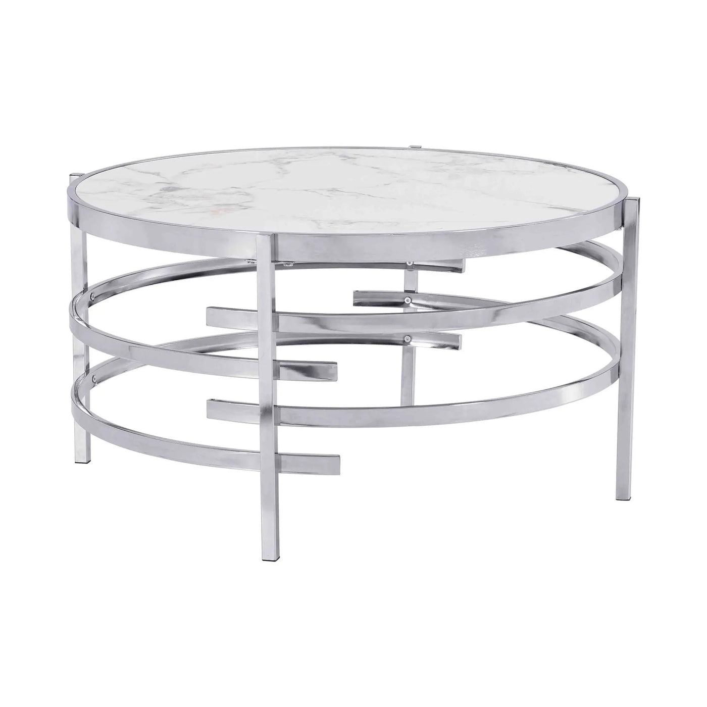 Elegant Round Table With Sintered Stone Top & Sturdy Metal Frame by Unique Piece Furniture
