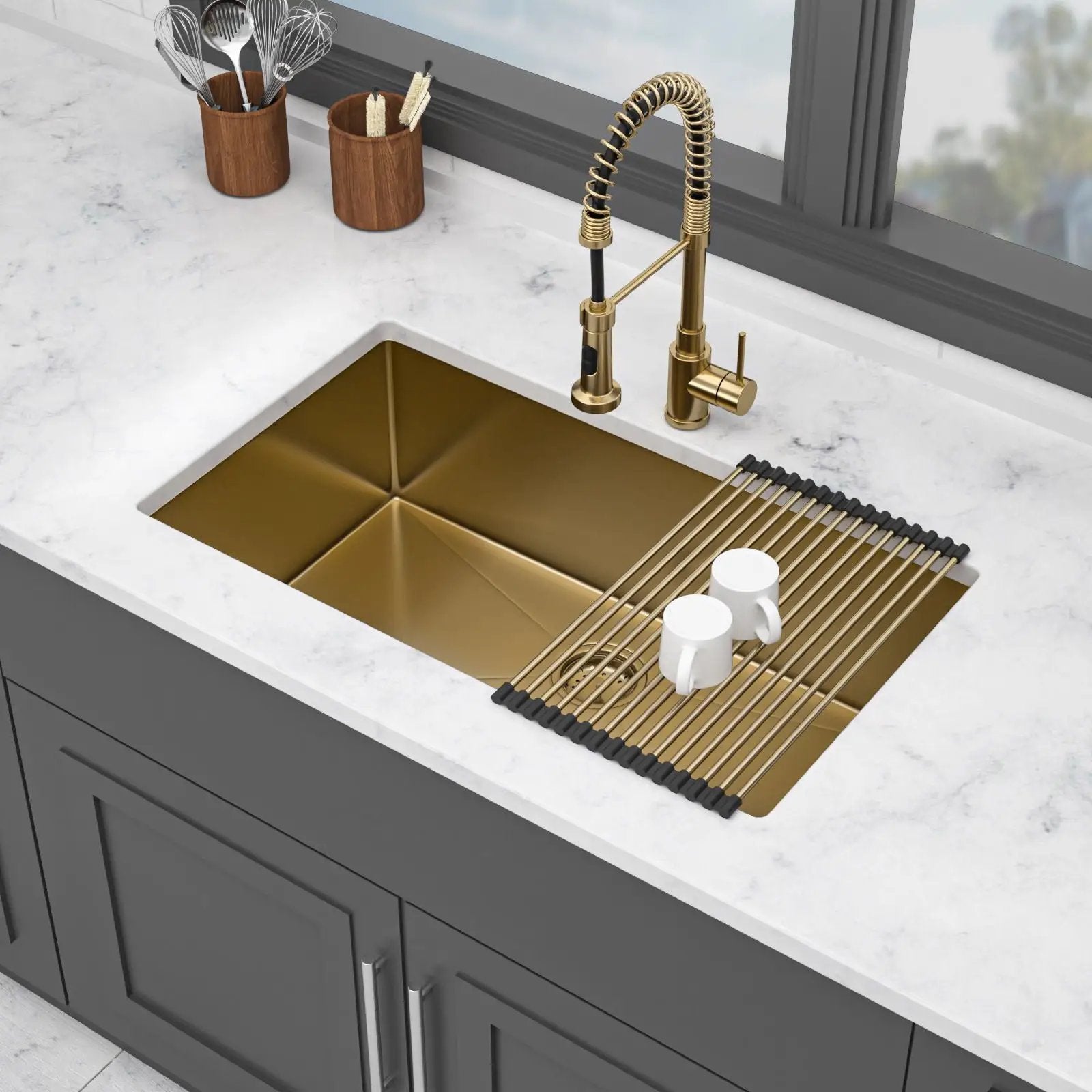 Finish Undermount Stainless Steel Kitchen Sink 32" X 19" 16 Gauge Deep Single Bowl by HouseOfZazla