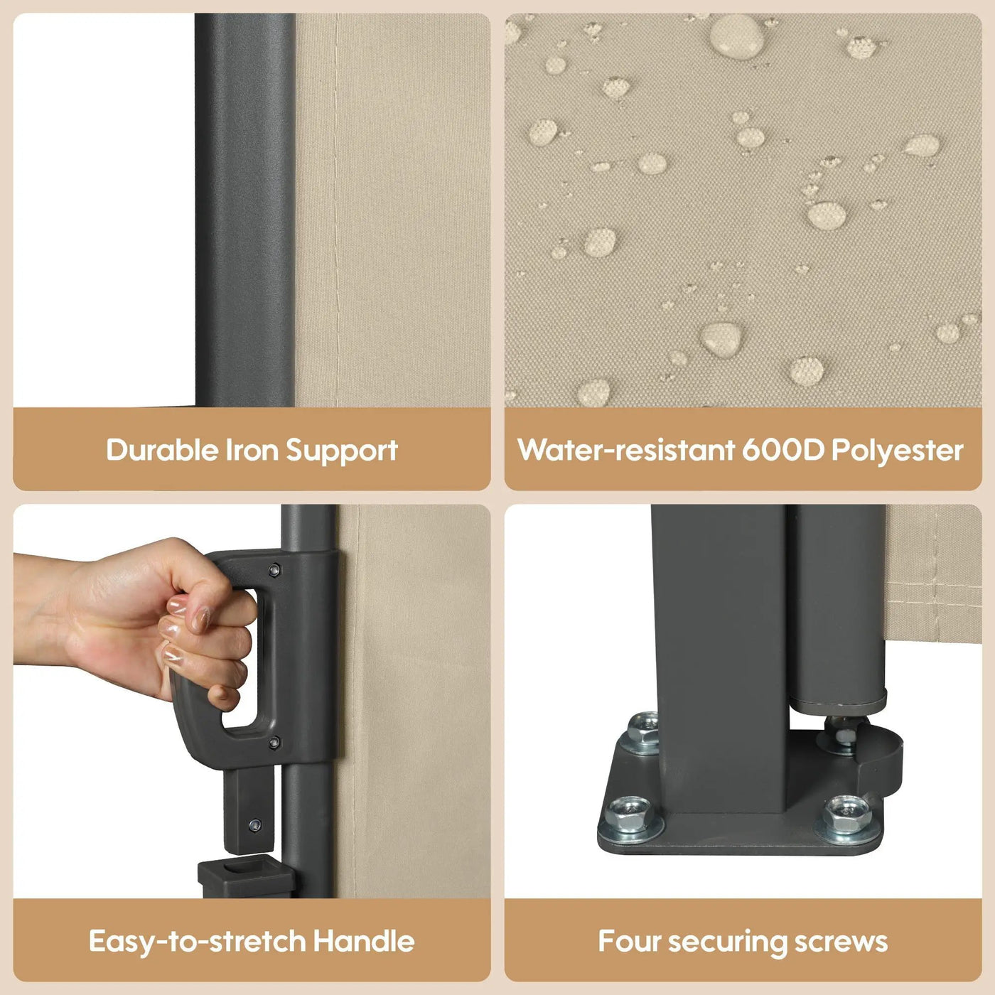 Retractable Side Awning, Waterproof And UV Resistant, Privacy Screen For Patio by Unique Piece Furniture