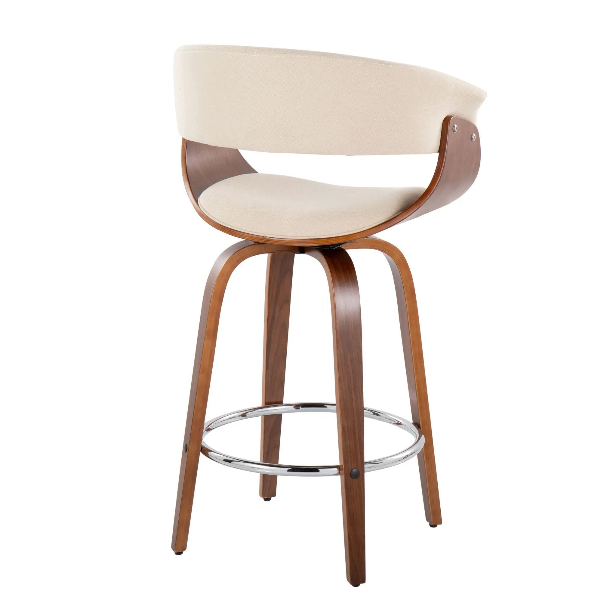 Vintage Mod - Mid Century Modern Fixed Height Counter Stool With Swivel With Round Footrest (Set of 2) by Unique Piece Furniture