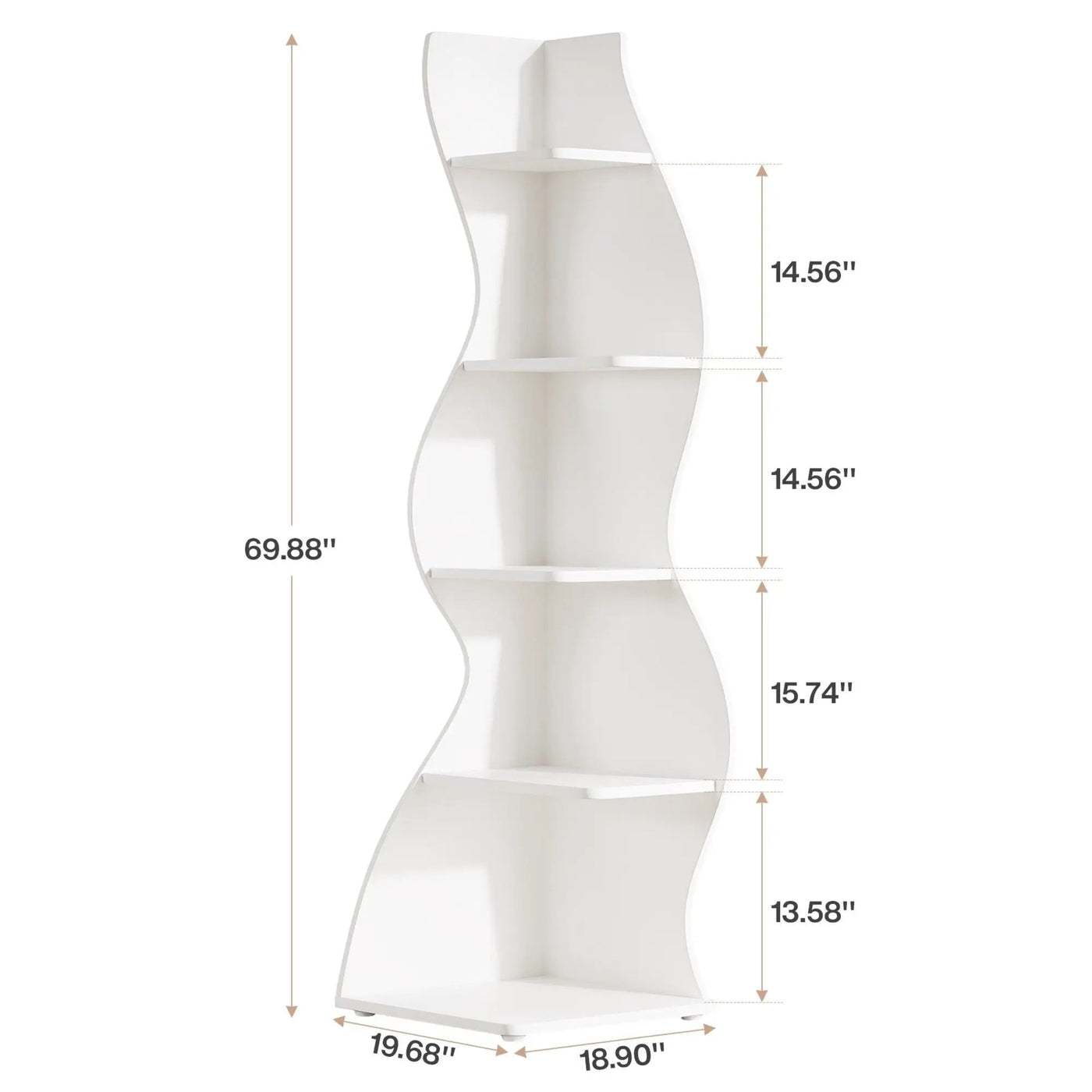 5 Tier Wavy Corner Bookshelf And Plant Stand For Living Room by HouseOfZazla