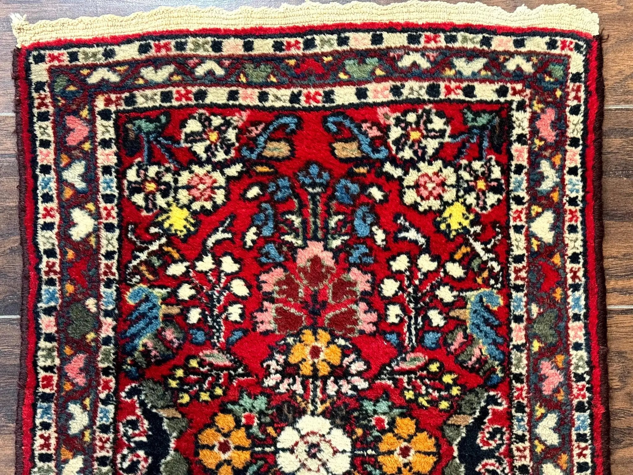 Small Persian Tribal Rug 2x3, Red Colorful Small Hamadan Carpet, Antique Persian Rug by Jewel Rugs