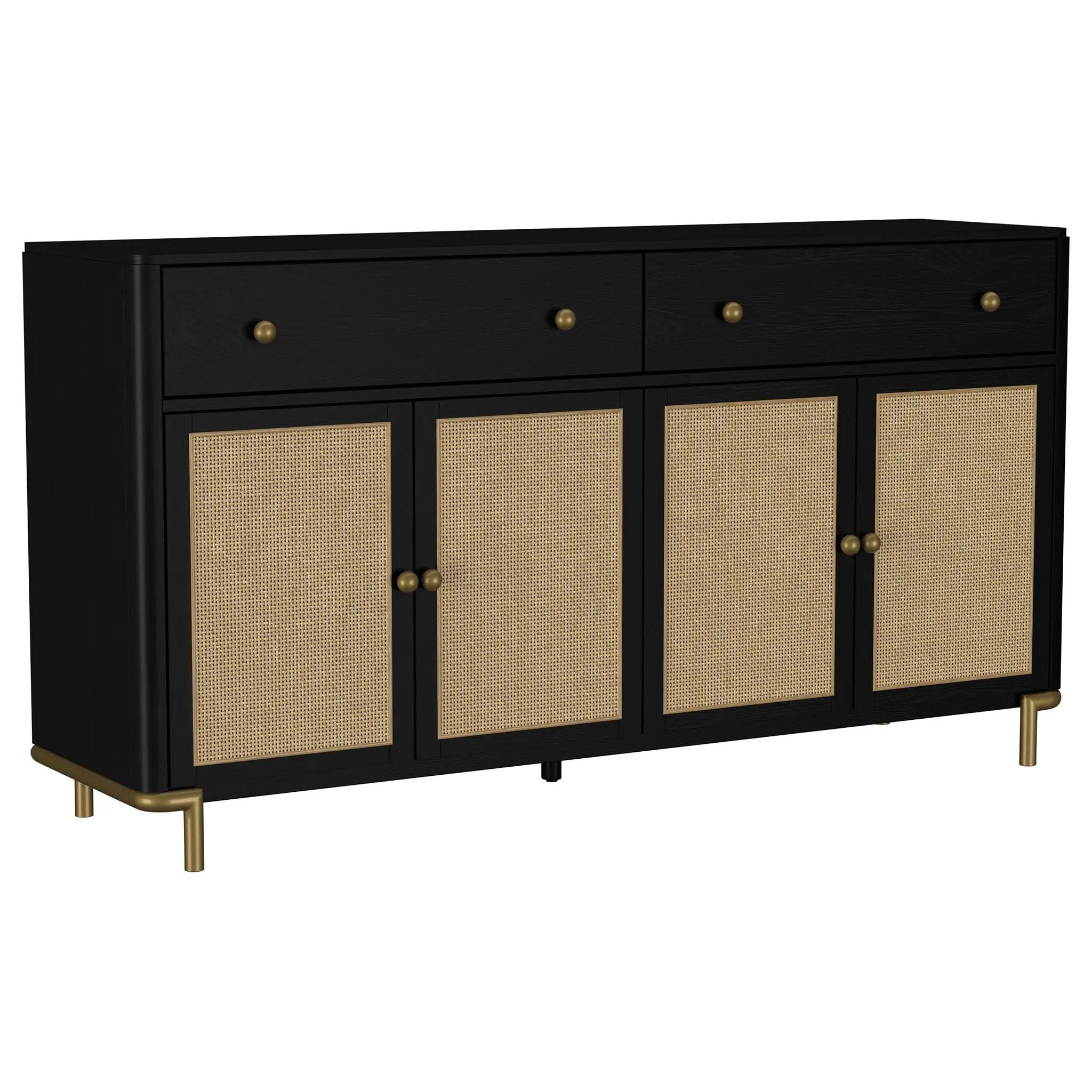 Arini 2-drawer Cane Door Dining Sideboard Server Black by Unique Piece Furniture