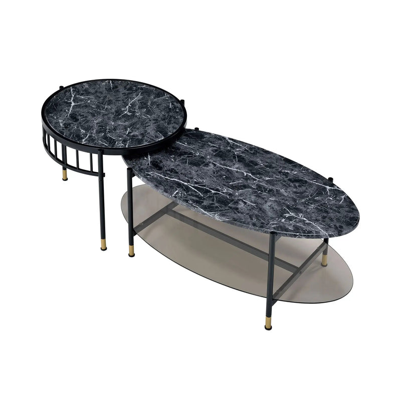 Silas - Engineered Stone Top Nesting Table - Black by Unique Piece Furniture
