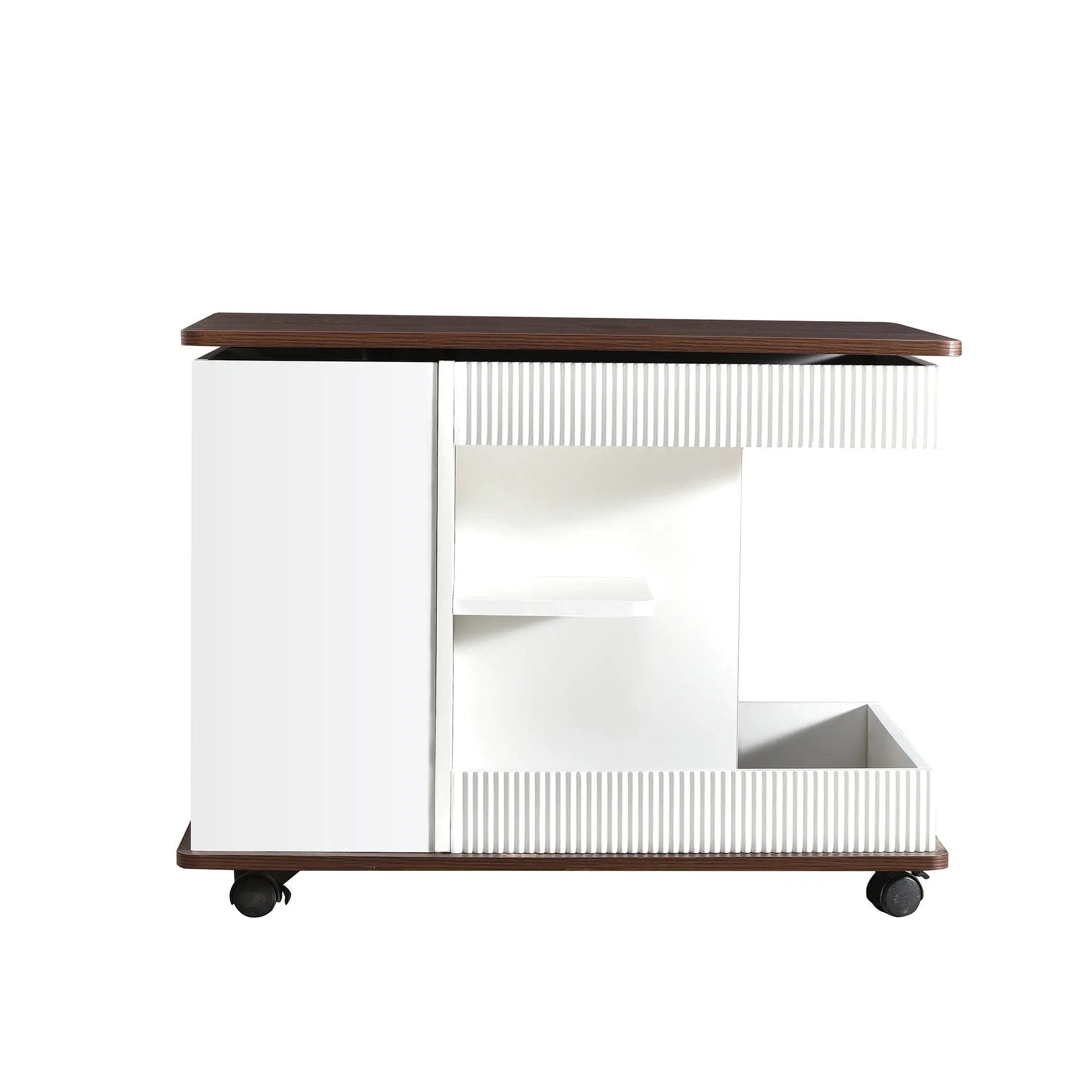 Adjustable End Table With Wheels, 360°Rotating Top And Storage Space by HouseOfZazla