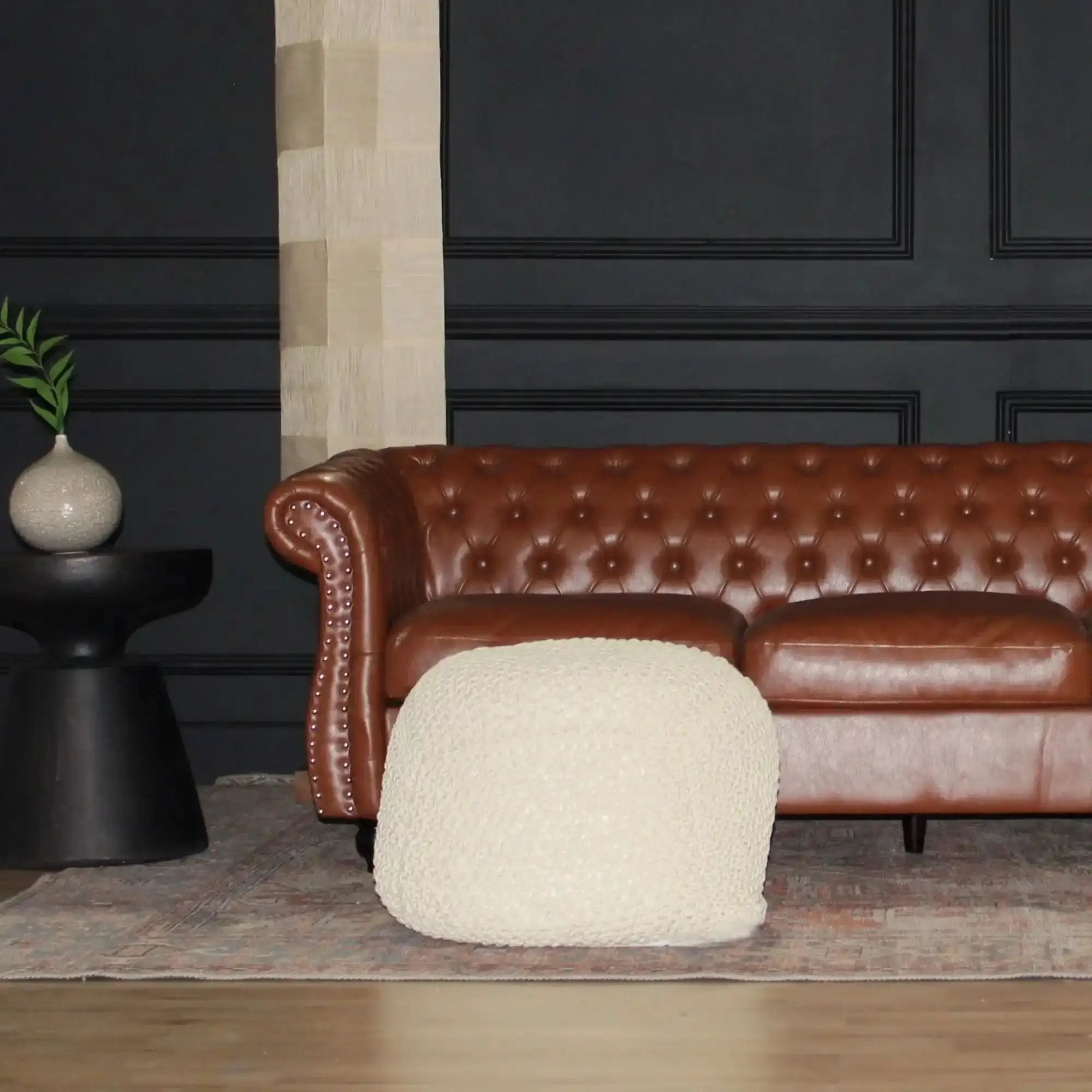 Semi Rounded Pouf Cable Knitted Perfect Seating by HouseOfZazla