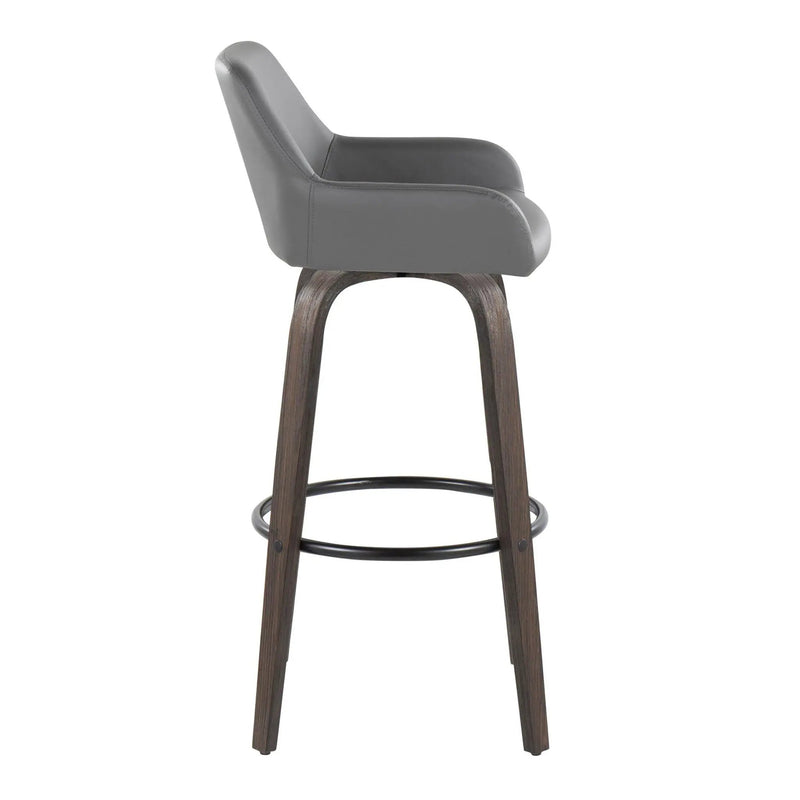 Daniella - Contemporary Fixed Height, Barstool With Swivel With Round Footrest (Set of 2) by HouseOfZazla