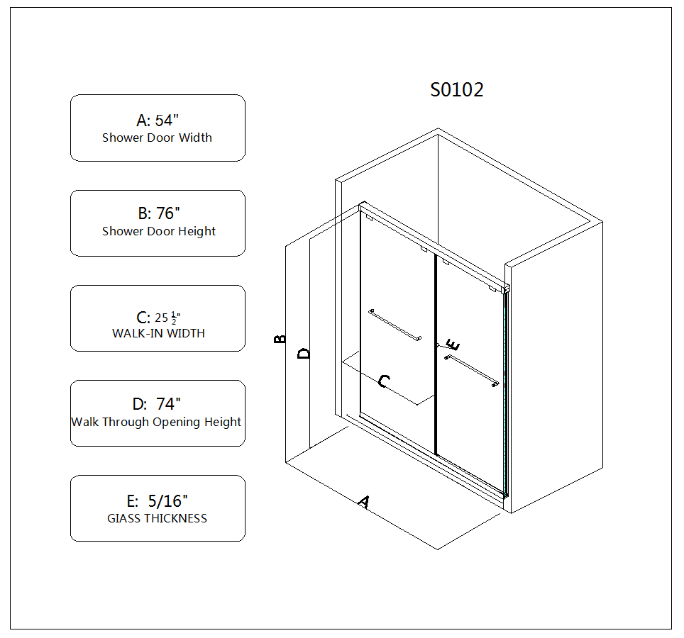 5476 Inch Frameless Double Sliding Matte Shower Door by HouseOfZazla