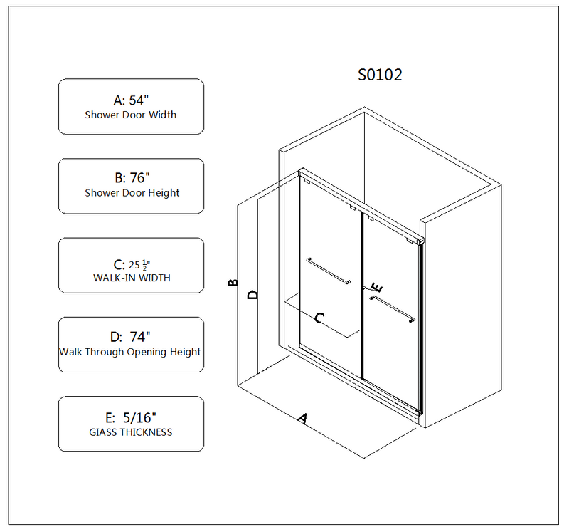 5476 Inch Frameless Double Sliding Matte Shower Door by HouseOfZazla