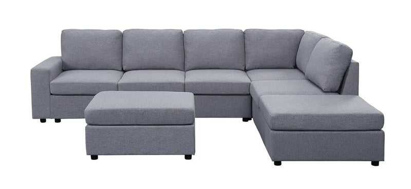 Marley - 7 Seat Reversible Modular Sectional Sofa With Ottoman by Unique Piece Furniture
