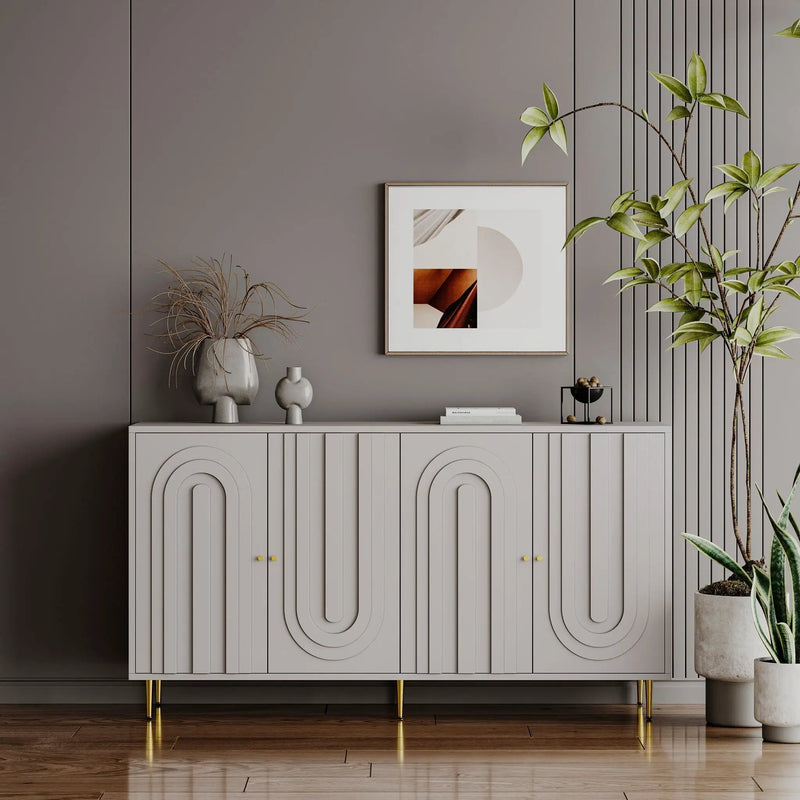 Modern Lacquered 4 Door Cabinet Sideboard Buffet Server Cabinet Storage Cabinet, For Living Room, Entryway, Hallway, Office, Kitchen And Dining Room by Unique Piece Furniture