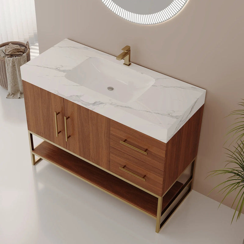 36" Modern Free-Standing Bathroom Vanity with Seamless Ceramic Sink by HouseOfZazla