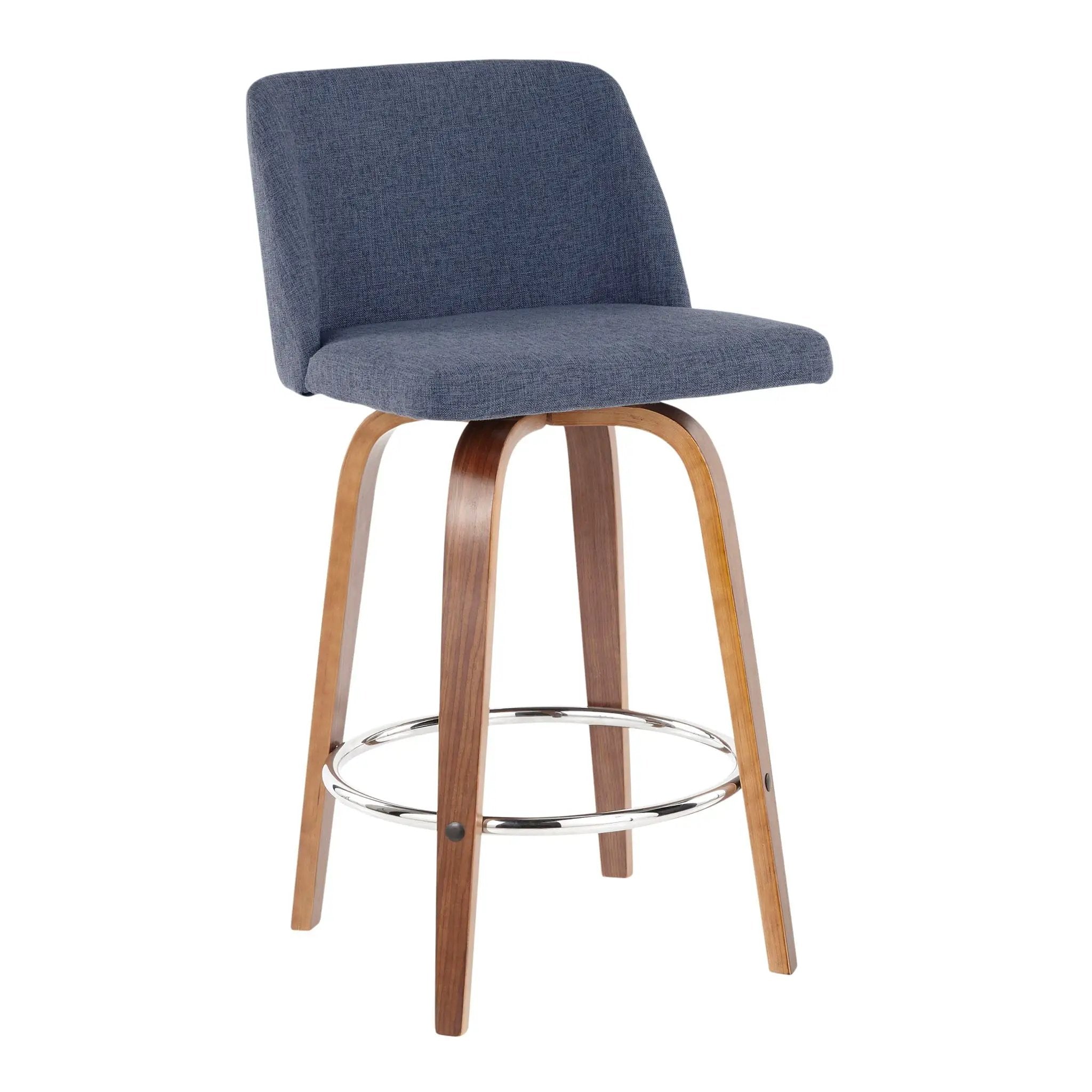 Toriano - Mid-Century Modern Fixed Height Counter Stool With Round Footrest (Set of 2) by HouseOfZazla