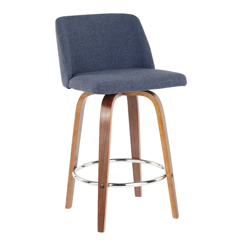 Toriano - Mid-Century Modern Fixed Height Counter Stool With Round Footrest (Set of 2) by HouseOfZazla