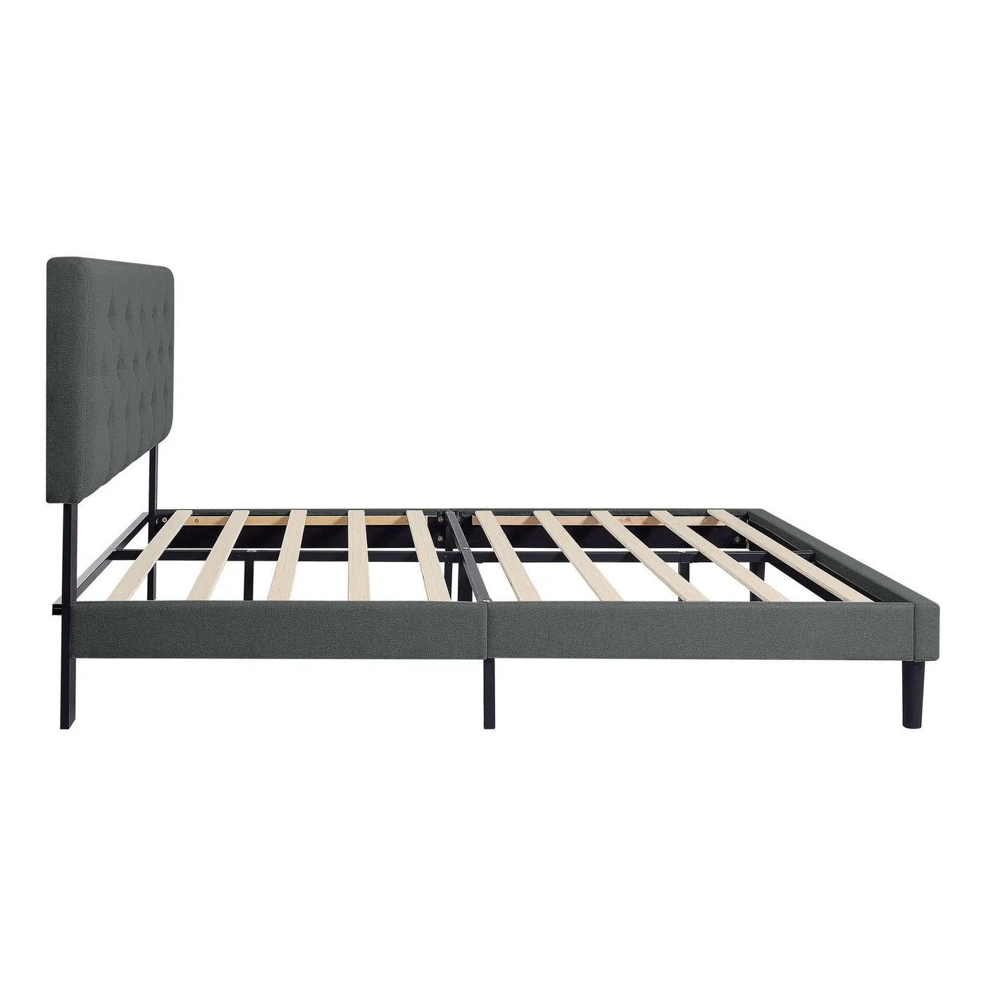 Modern Upholstered Platform Bed Frame With Button Tufted Fabric Headboard by Unique Piece Furniture