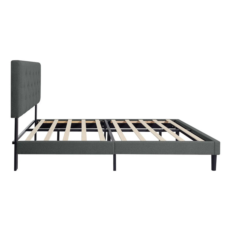 Modern Upholstered Platform Bed Frame With Button Tufted Fabric Headboard by Unique Piece Furniture