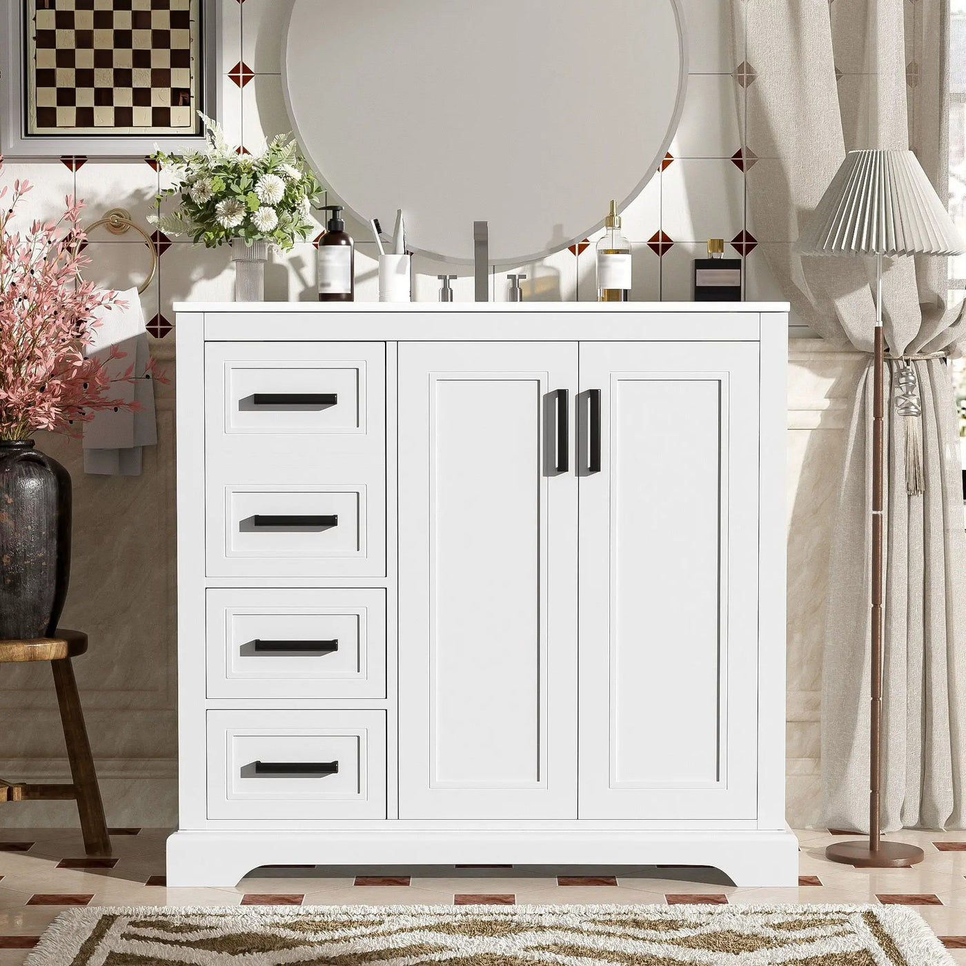 Bathroom Vanity With Sink, Soft Close Doors, Adjustable Shelf & 3 Drawers by Unique Piece Furniture