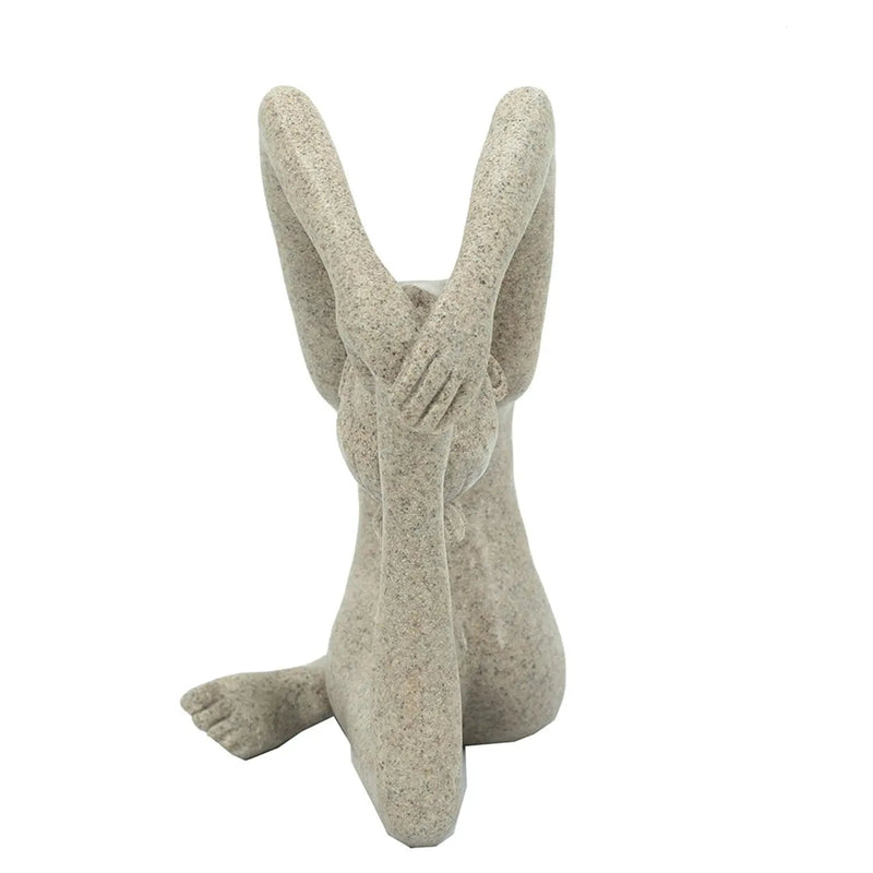 8.5x4.5x7' Beige Resin and Stone Yoga Figurine in King Pigeon Pose by HouseOfZazla