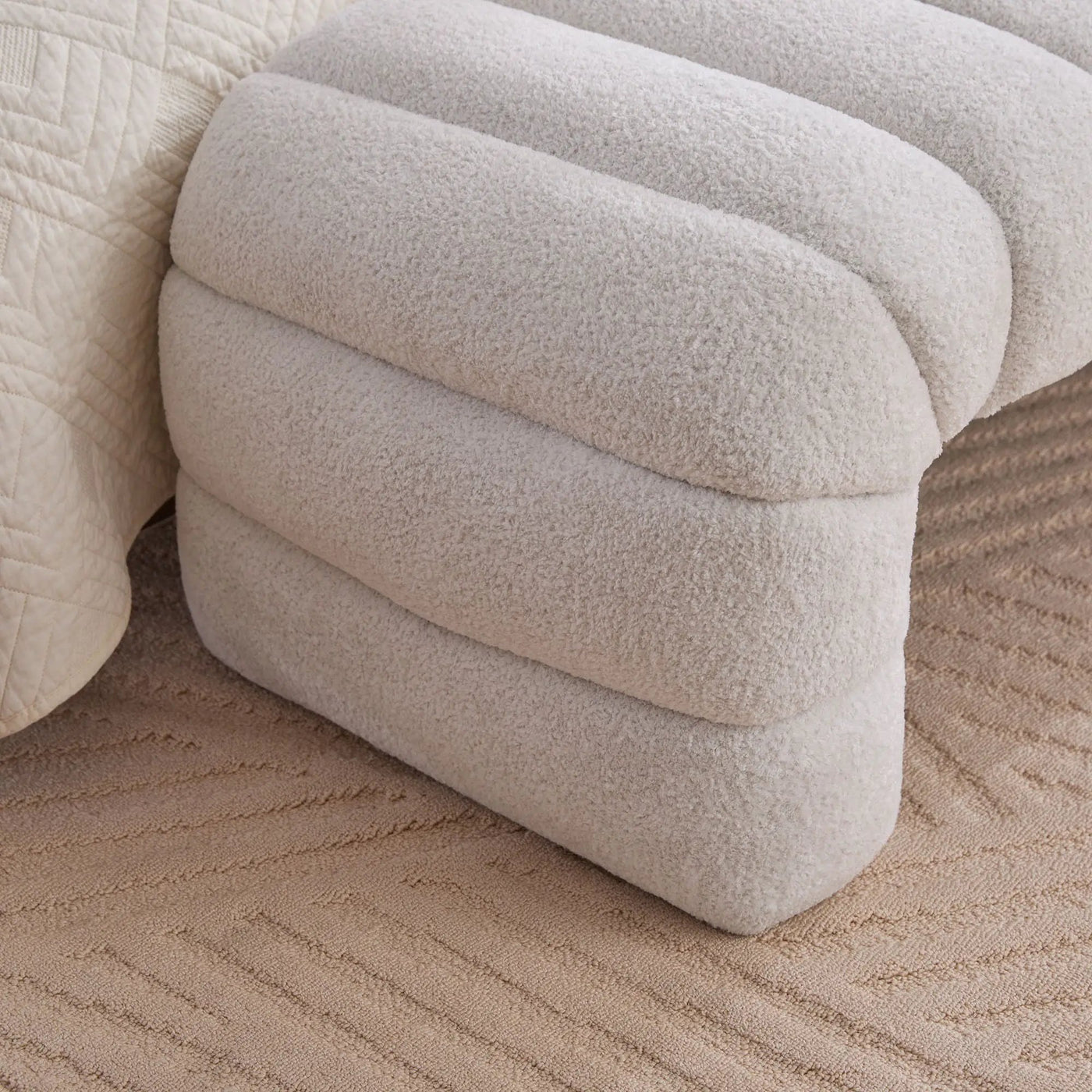 Modern Upholstered Armless Bed Bench With Channel Tufted Design by Unique Piece Furniture