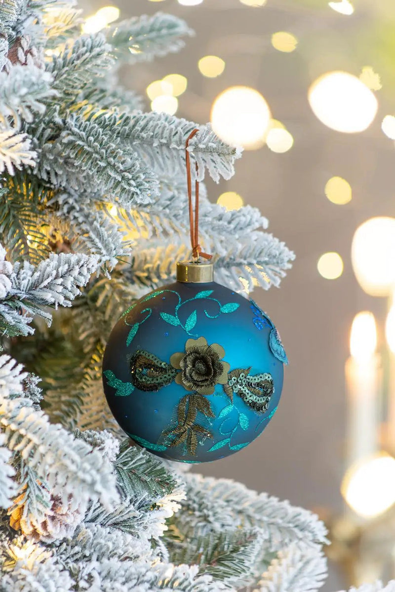 Christmas Ball Ornaments Glass Decorative Hanging Balls Light Blue by HouseOfZazla