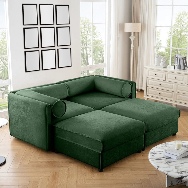 Contemporary Elegant Sofa With Storage And Ottoman by Unique Piece Furniture
