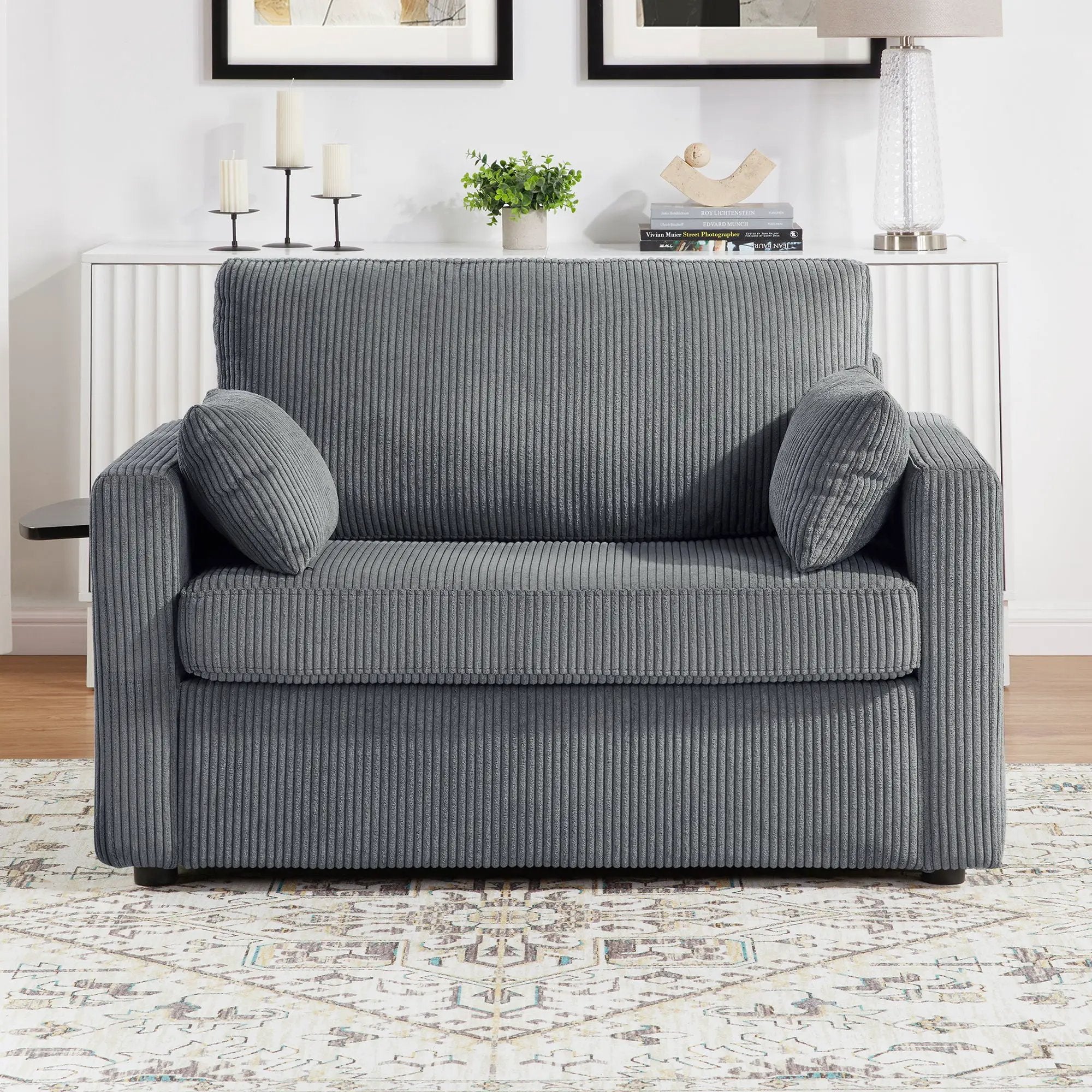 Sleeper Sofa With Foldable Mattress, USB Ports, Side Table & Storage Pocket by Unique Piece Furniture