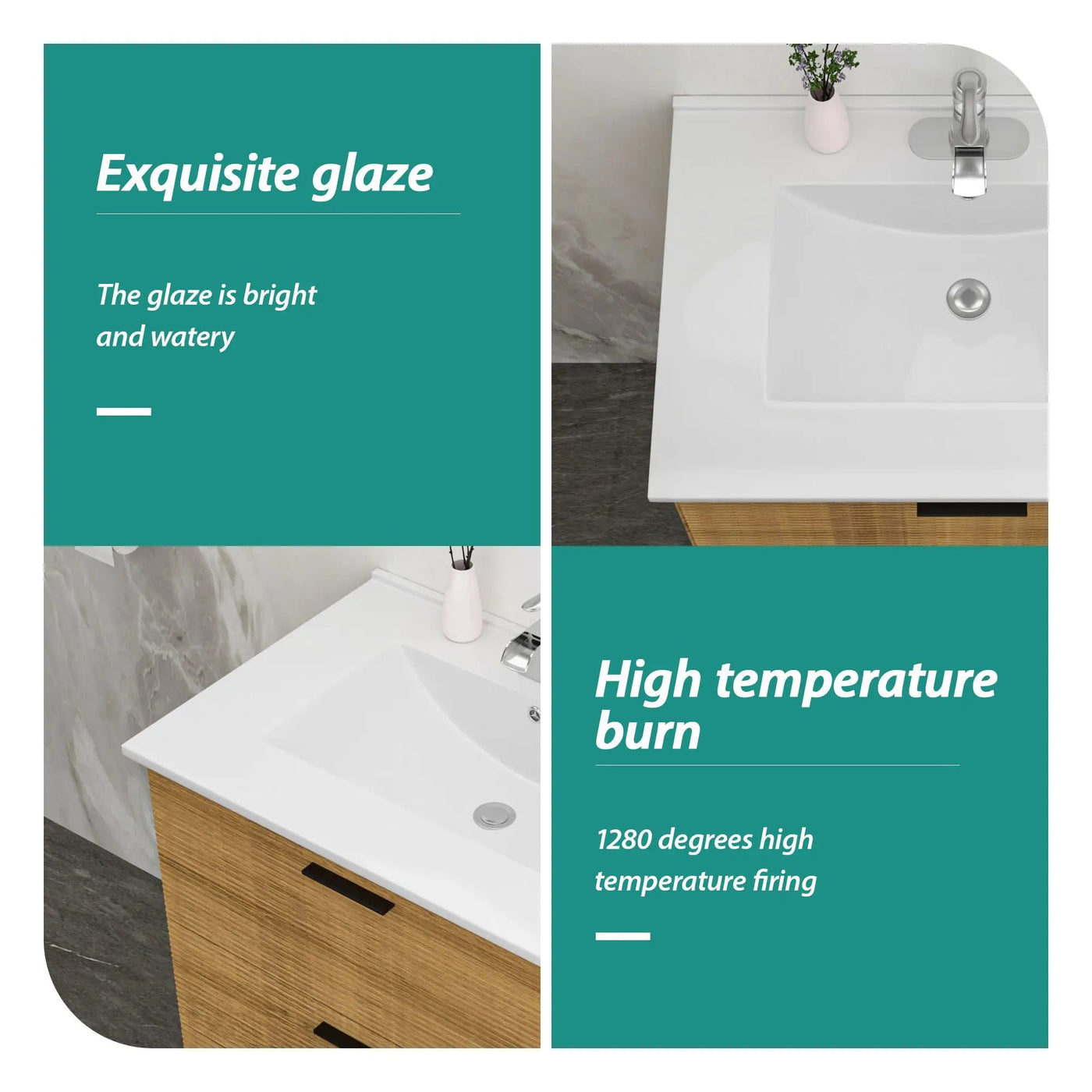Premium Rectangular Vanity Top With Single Faucet Hole And Overflow by HouseOfZazla