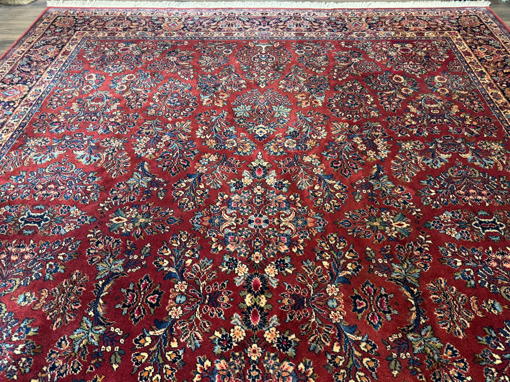 Karastan Rug 10x14, Red Sarouk #785, Wool Original 700 Series by Jewel Rugs