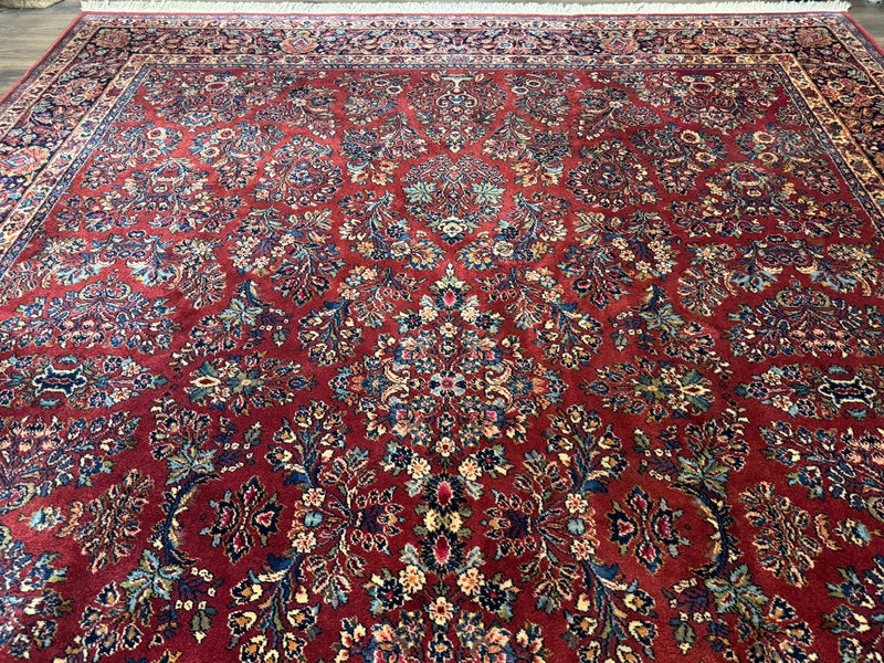 Karastan Rug 10x14, Red Sarouk #785, Wool Original 700 Series by Jewel Rugs