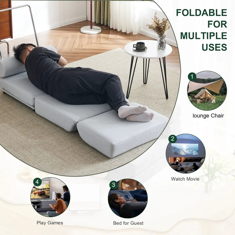 Foldable Single Chair Sofa Bed With Pillow, Easy To Store, Breathable And Wearable by HouseOfZazla